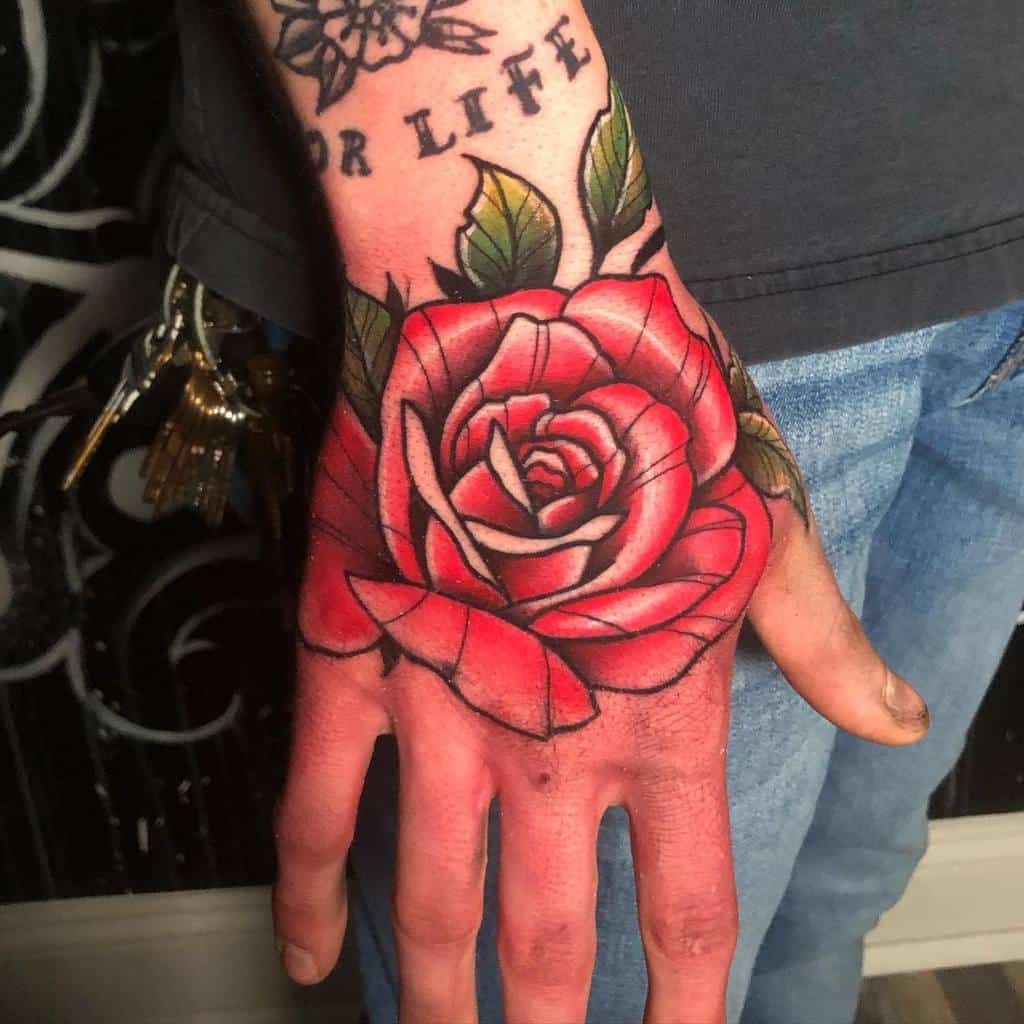 Rose Hand Rattoo, Rose Tattoo On Hand Simple