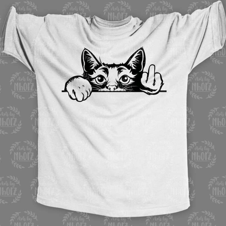 Peeking Cat Middle Finger svg#1