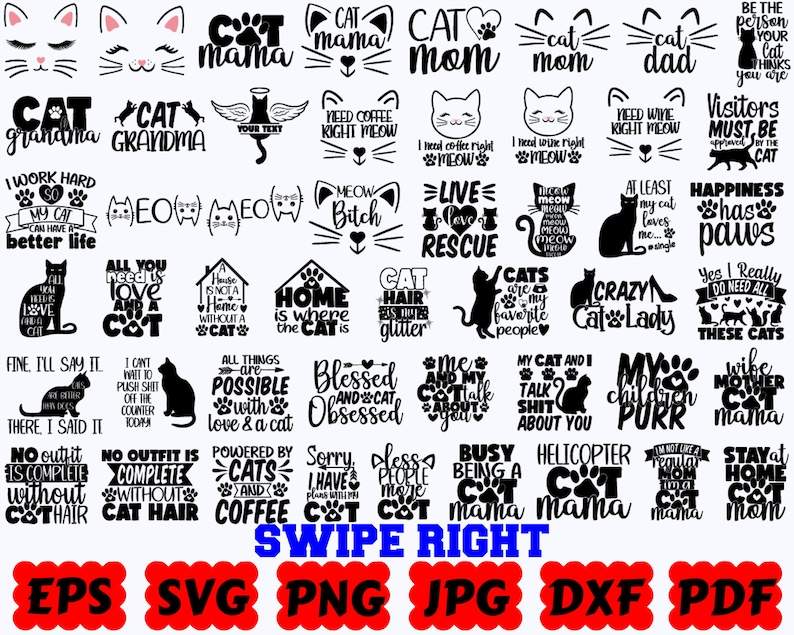 100 Cat SVG | Cat Cut Files | Cat Silhouette | Cat Clipart | Cat Quote Svg | Cat Mom SVG | Cat Lover Svg | Animals Svg | Cat Saying| Pet Svg#1
