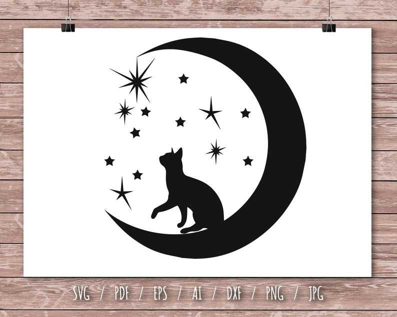Cat And The Moon Zentangle Svg Mandala Cat And The Moon Svg Zentangle Cat Svg Mandala Moon Svg Cricut Svg File For Cricut Silhouette#1