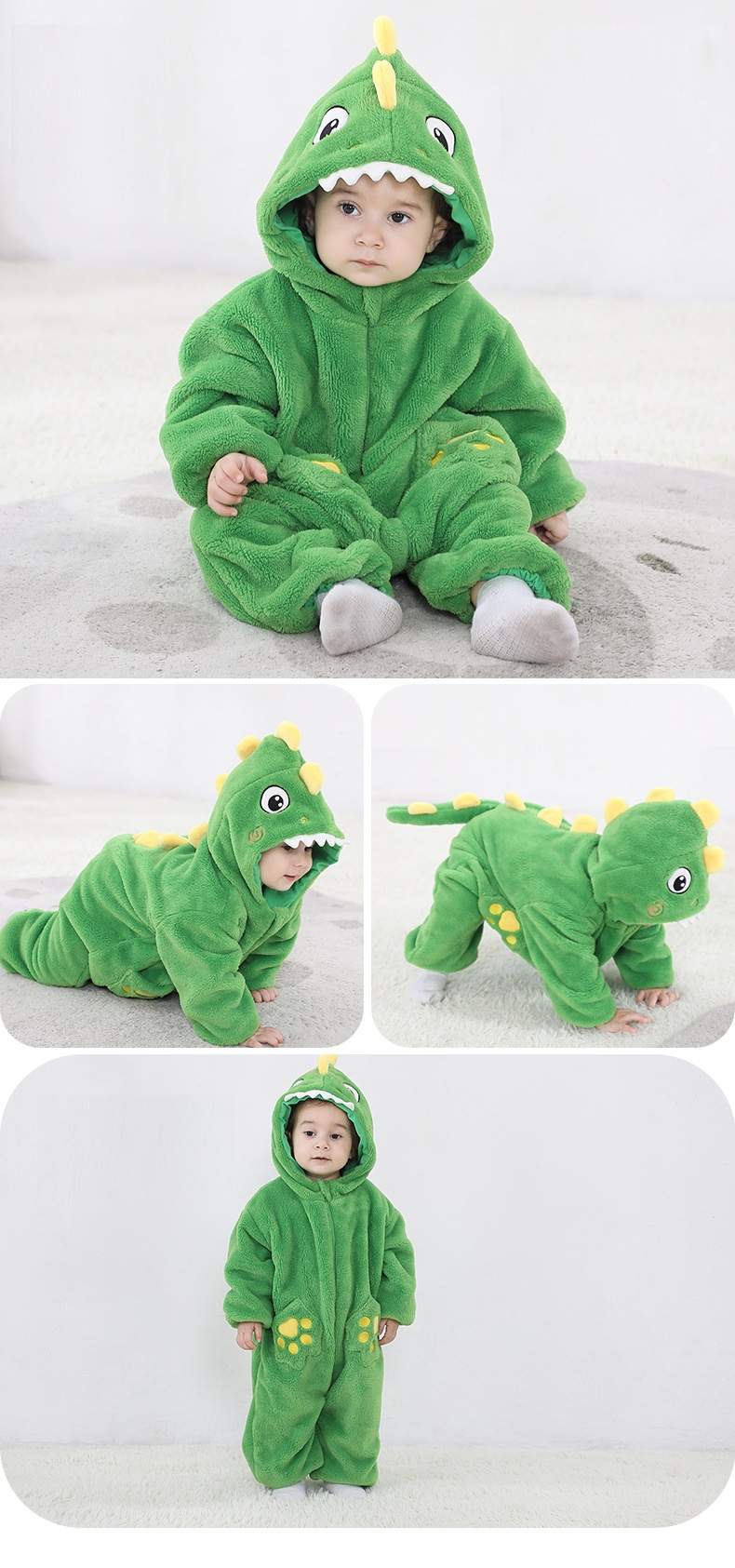 Dino hooded 2024 onesie baby