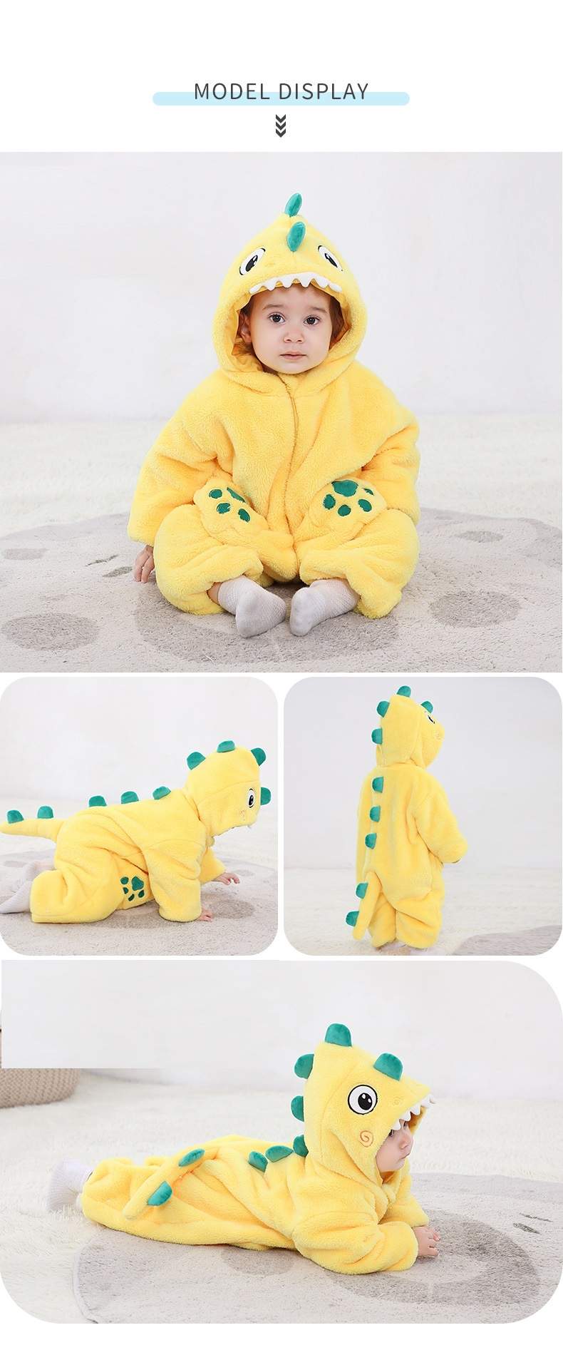 Dino hooded hotsell onesie baby