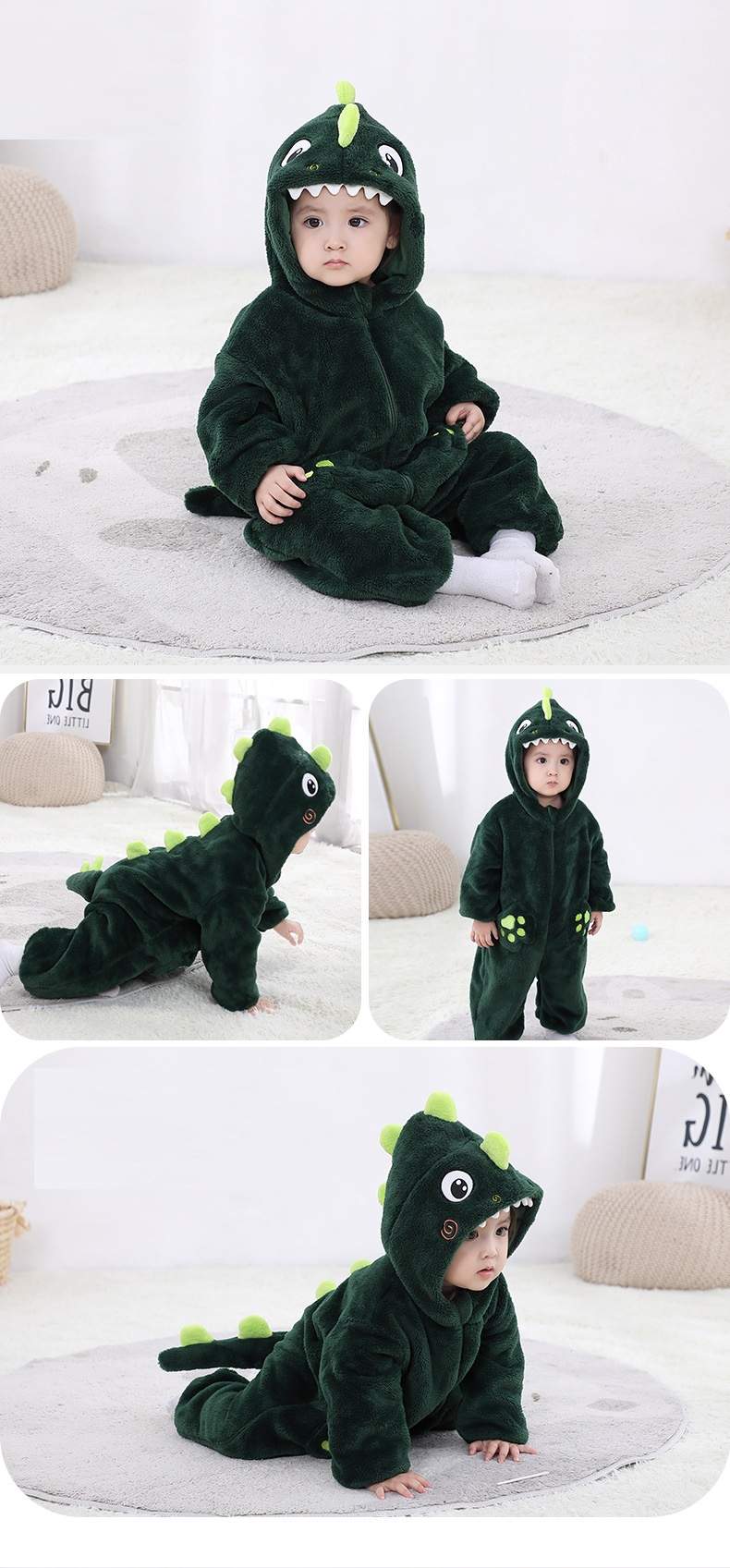 Dino hooded onesie baby sale