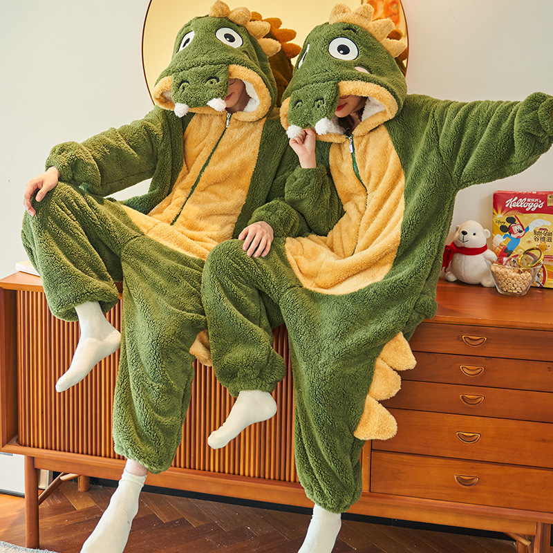 Dinosaur Onesie Adult Couple pajamas women s winter plush one