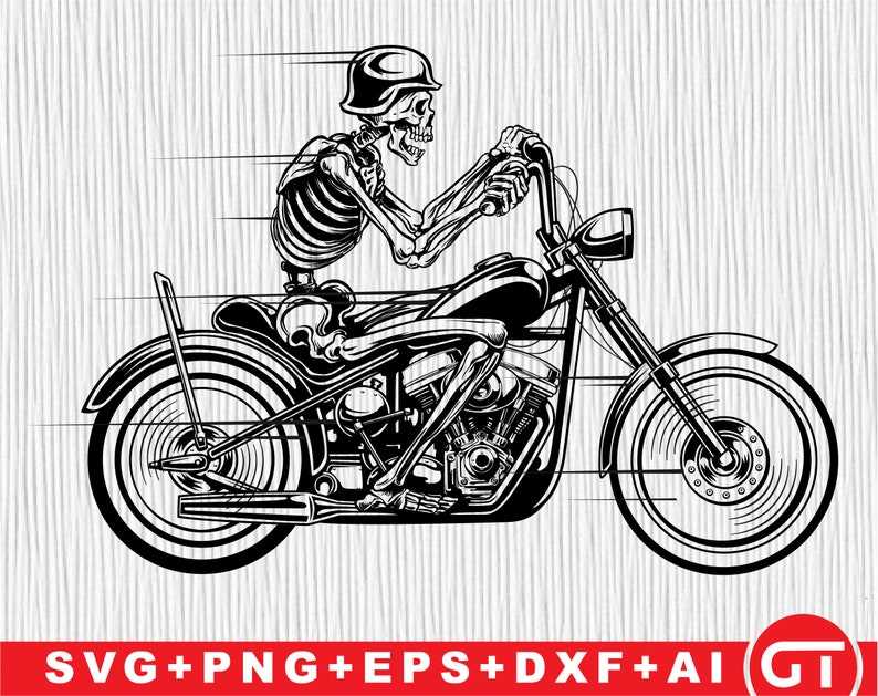 Skull Riding Motorcycle SVG, Motorcycle Svg#1