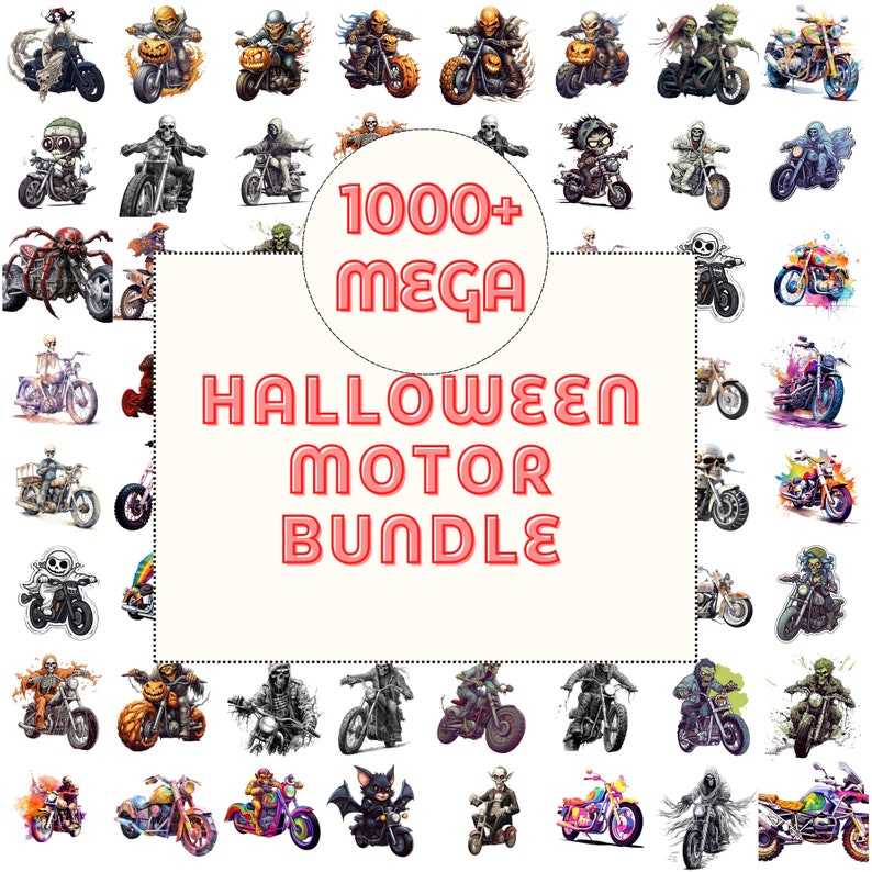 1000+ Halloween Motor Bundle Clipart, Motorcycle Svg#1
