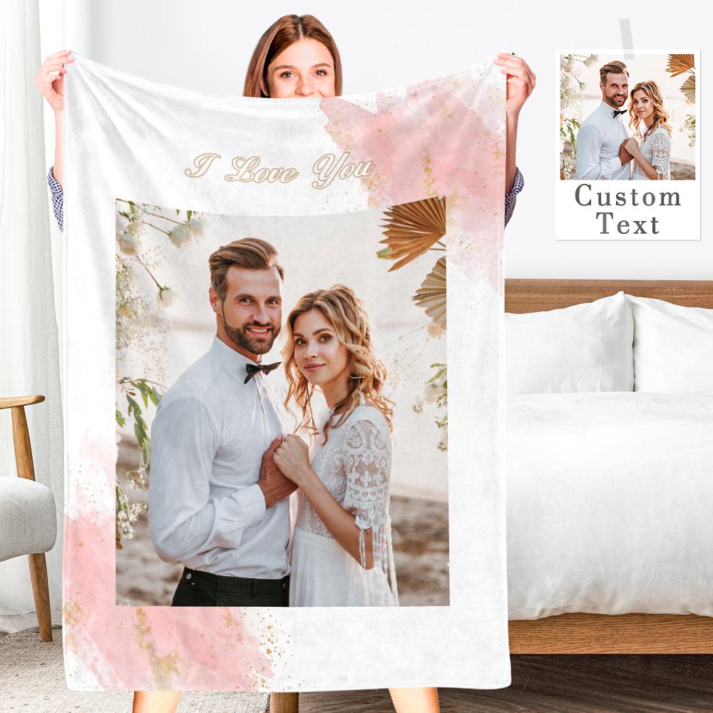 Custom Engraved Photo Collage Blanket Soft Flannel Throw Blankets Soft
