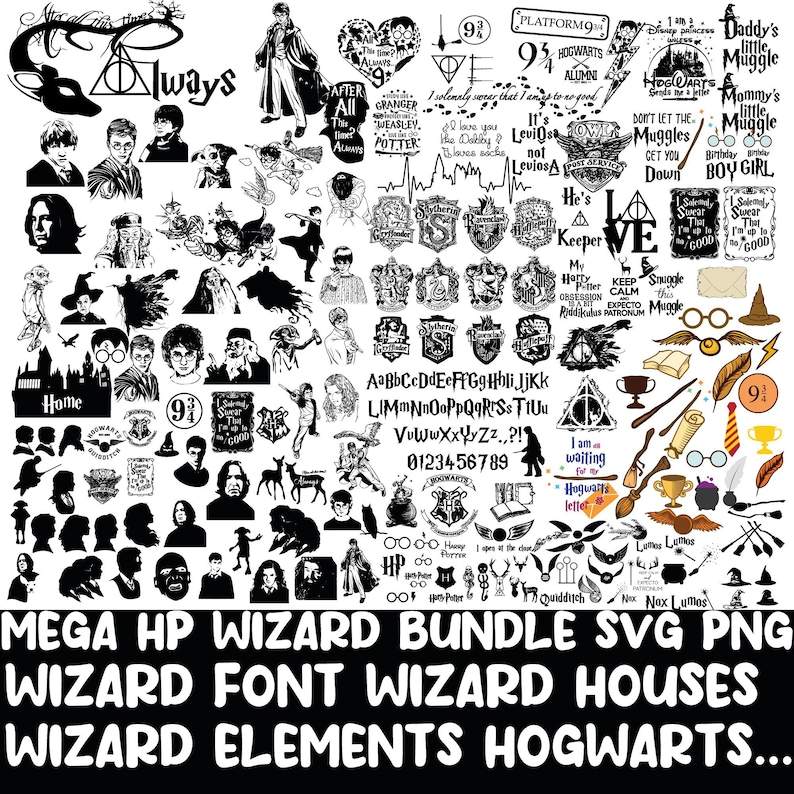 Harry Potter Mega Bundle Svg, Harry Potter Svg, Hogwart Svg