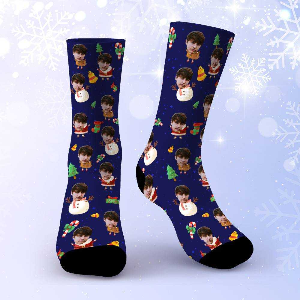 Colby Brock Socks Custom Photo Socks Christmas Socks Snowman
