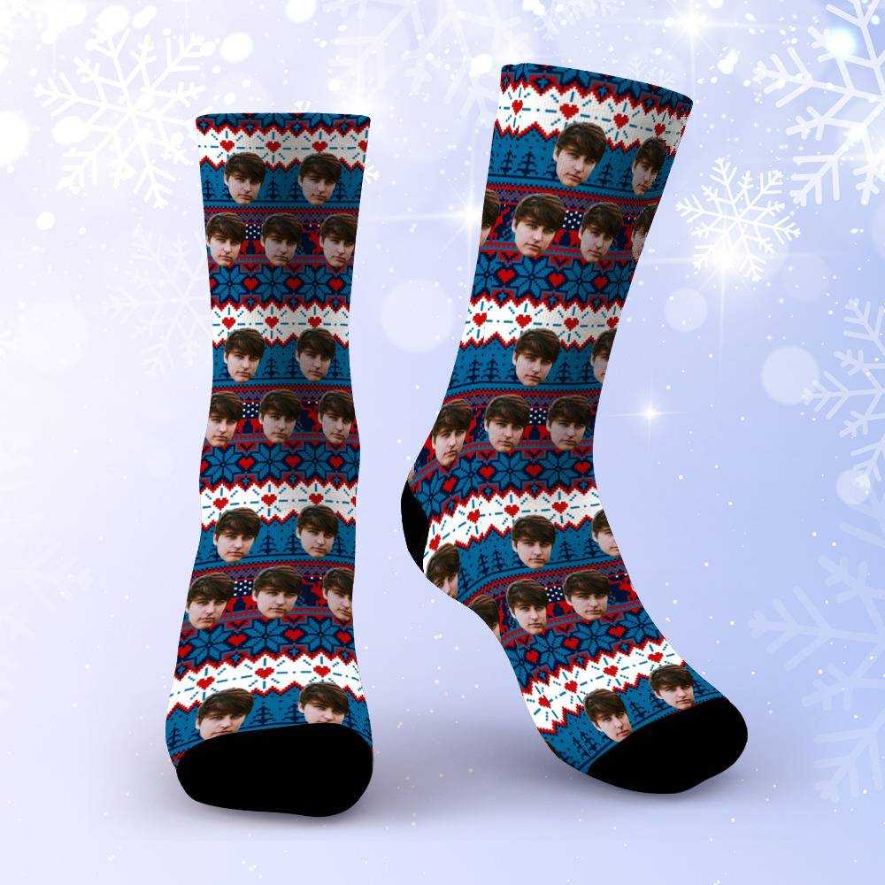 Colby Brock Socks Custom Photo Socks Christmas Socks Vintage Stripe Print