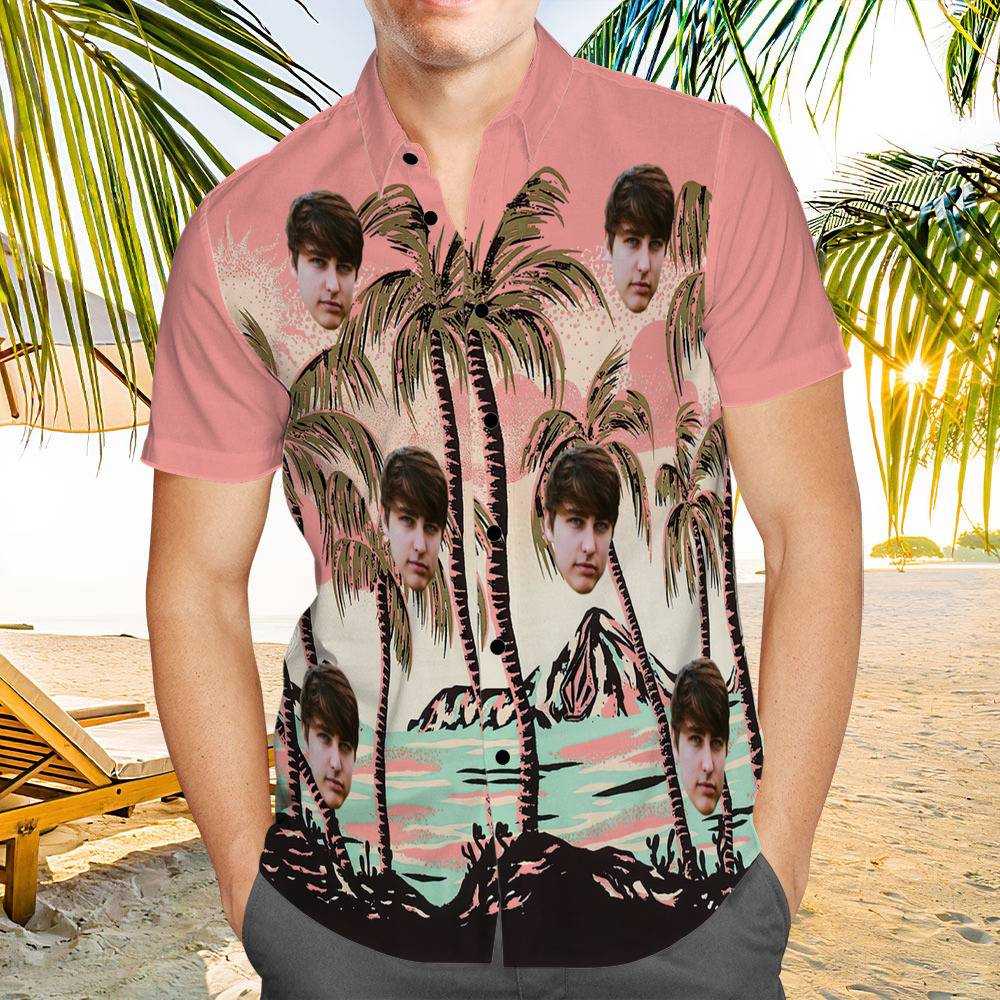 Colby Brock Hawaiian Shirt Custom Photo Hawaiian Shirt Pink Coconut Grove Hawaiian Shirt