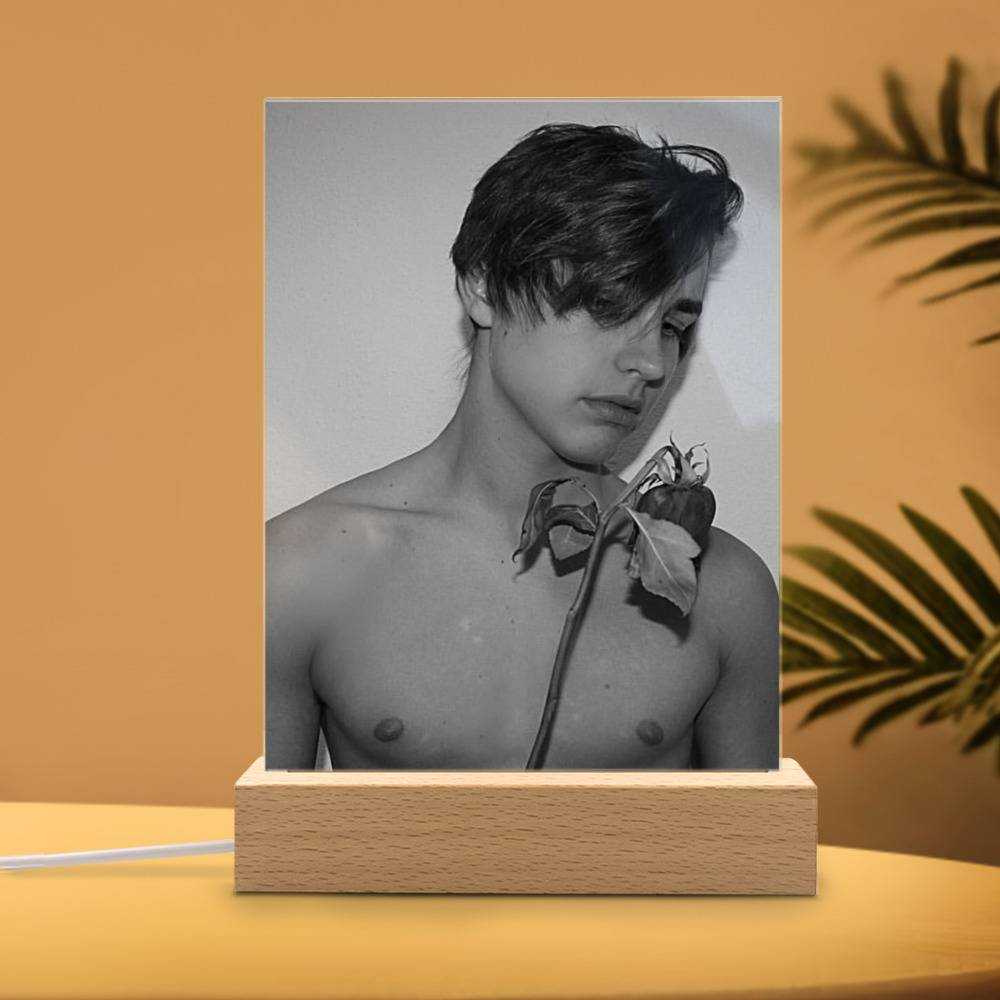 Colby Brock Lamp Classic Celebrity Night Light Love Story by Colby Brock Lamp with Wooden Base