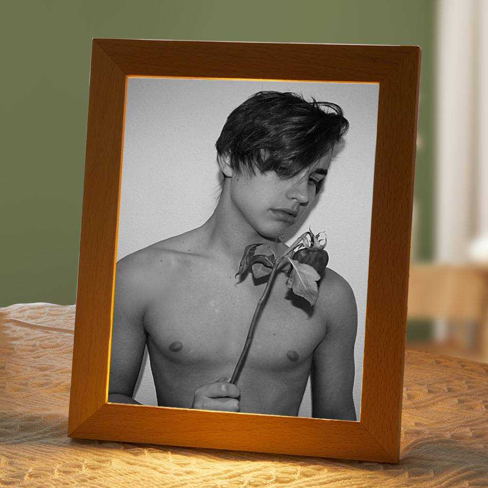 Colby Brock Lamp Classic Celebrity Night Light Love Story Classic by Colby Brock Lamp with Wooden Frame