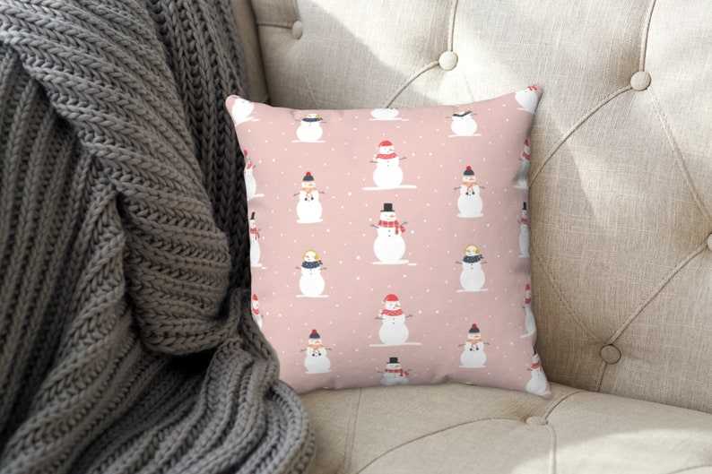 Snowman Holiday Decor Pillow Soft And Comfortable Pink Christmas Pillows#9