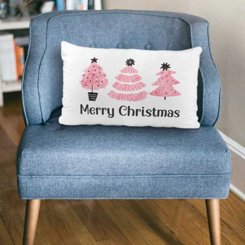 Providence Pink Merry Christmas Velvet Throw Pillow, 12x20