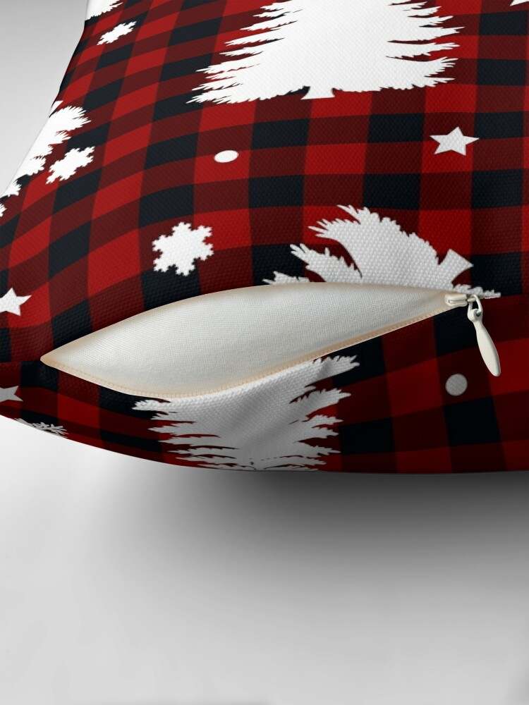 Snowy Christmas Tree Plaid Christmas Throw Pillow Soft And Comfortable Plaid Christmas Pillows