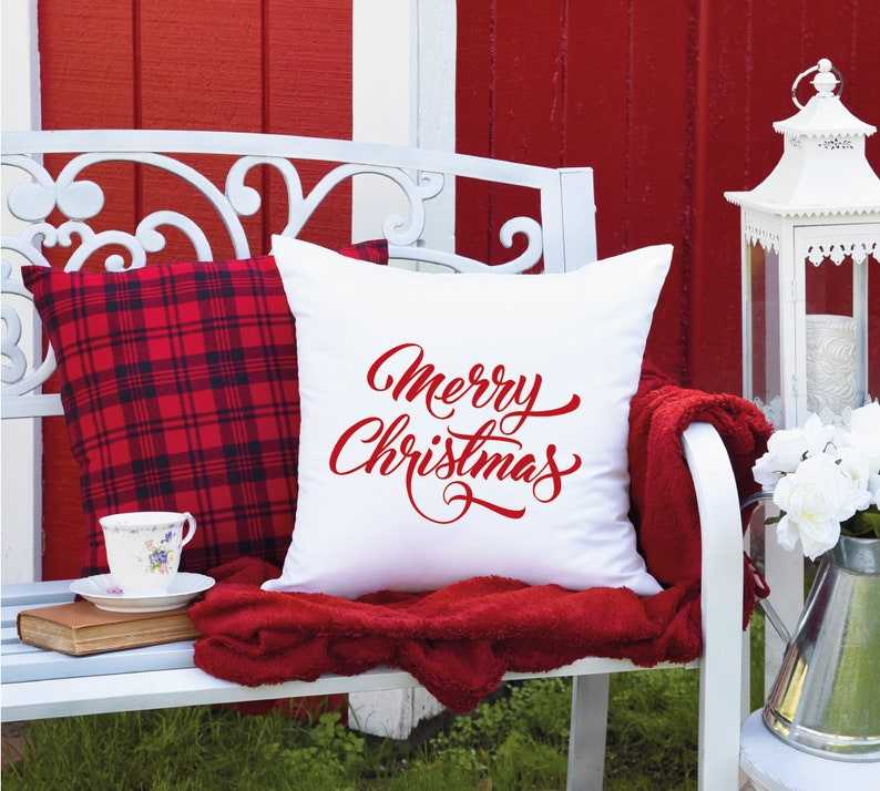 Merry Christmas Red Christmas Lumbar Pillow Soft And Comfortable Christmas Decorative Pillows christmaspillows.store