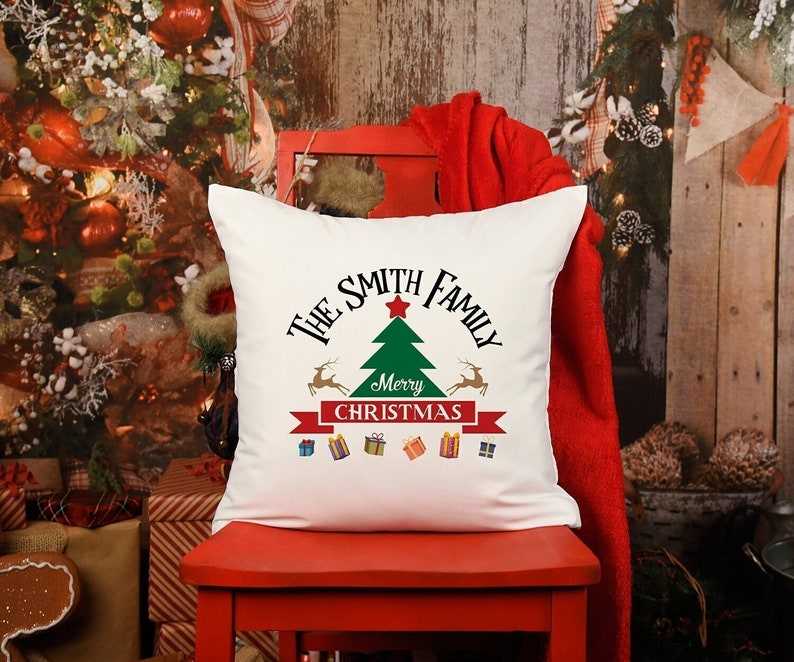 Shop silk Christmas pillow covers with white tree and gold star