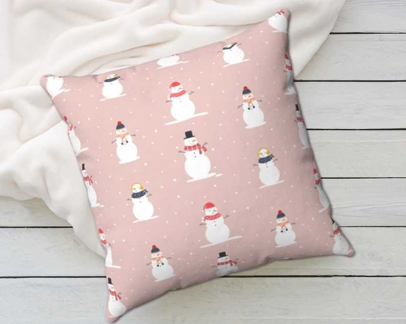 Snowman Holiday Decor Pillow Soft And Comfortable Pink Christmas Pillows#5
