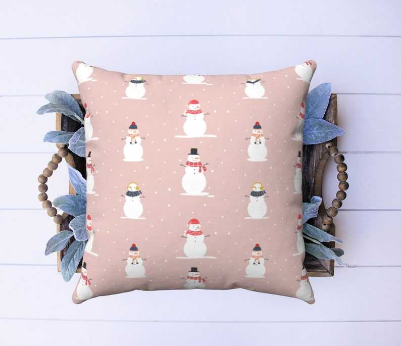 Snowman Holiday Decor Pillow Soft And Comfortable Pink Christmas Pillows#6