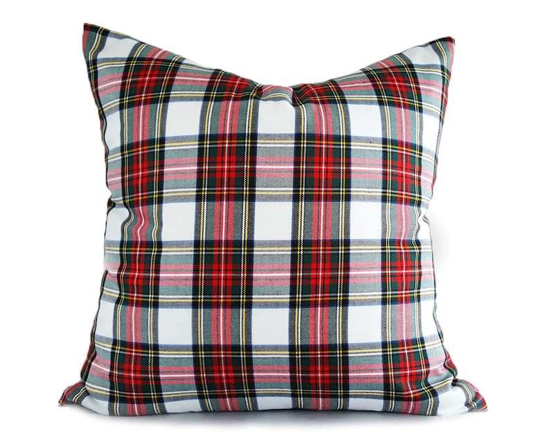 Christmas Tartan Plaid Throw Pillow by JunkyDotCom