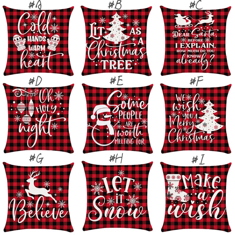 Red Plaid Christmas Throw Pillow Cover Soft And Comfortable Christmas Pillow Cases