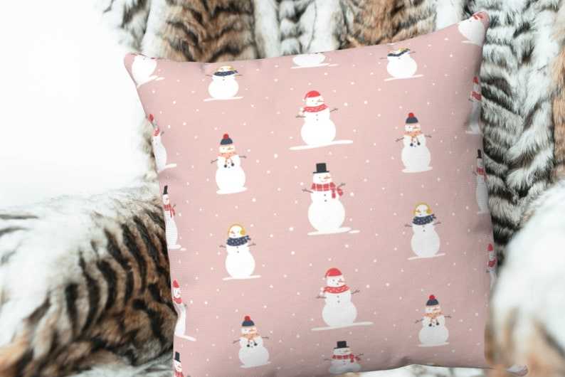 Snowman Holiday Decor Pillow Soft And Comfortable Pink Christmas Pillows#8