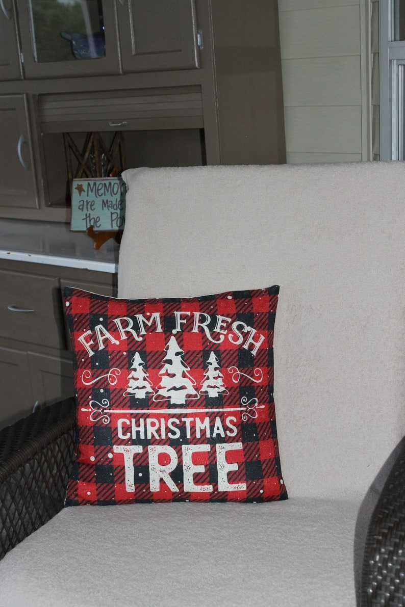 Tartan Merry Christmas Pillow Cover, Plaid Embellished Pillow – Amore Beauté