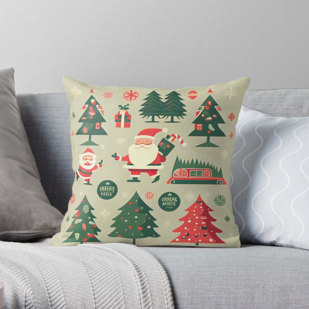 Christmas Patterns Santa Claus Throw Pillow Soft And Comfortable Christmas Pillows Christmas Gift#1