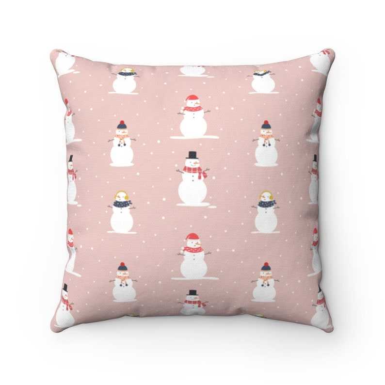 Snowman Holiday Decor Pillow Soft And Comfortable Pink Christmas Pillows#3