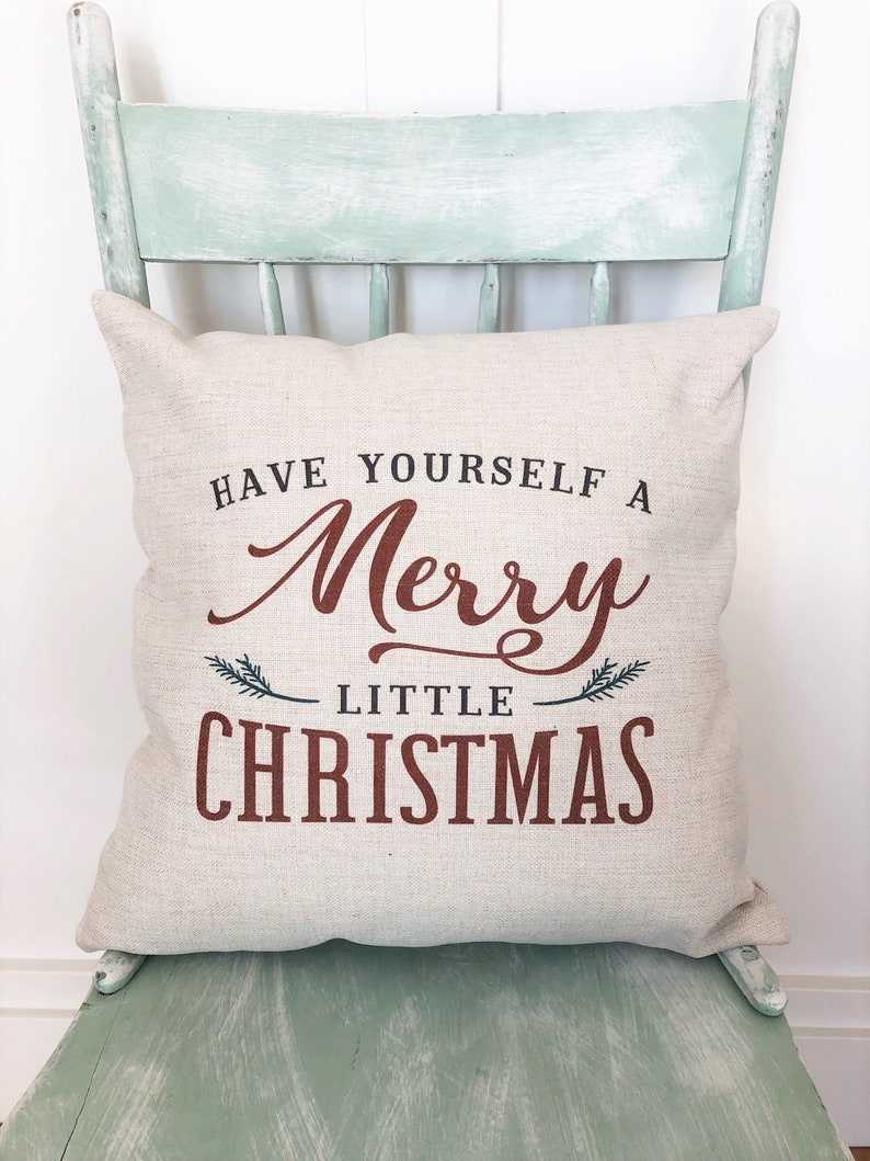 Red Truck Pillow Cover (Happy Holidays) - Linen and Ivory