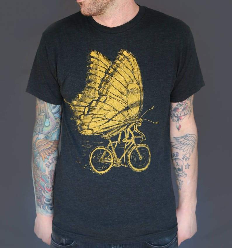 Mens Butterfly Shirt, Bicycling Butterfly Shirt