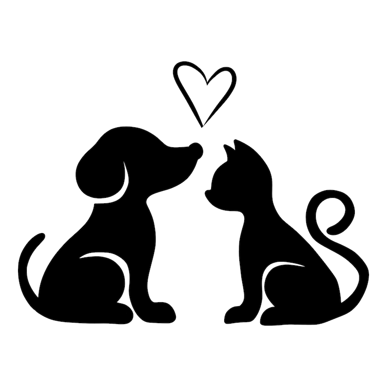 Dog And Cat With Heart SVG And PNG Bundle, Heart Outline Svg#2