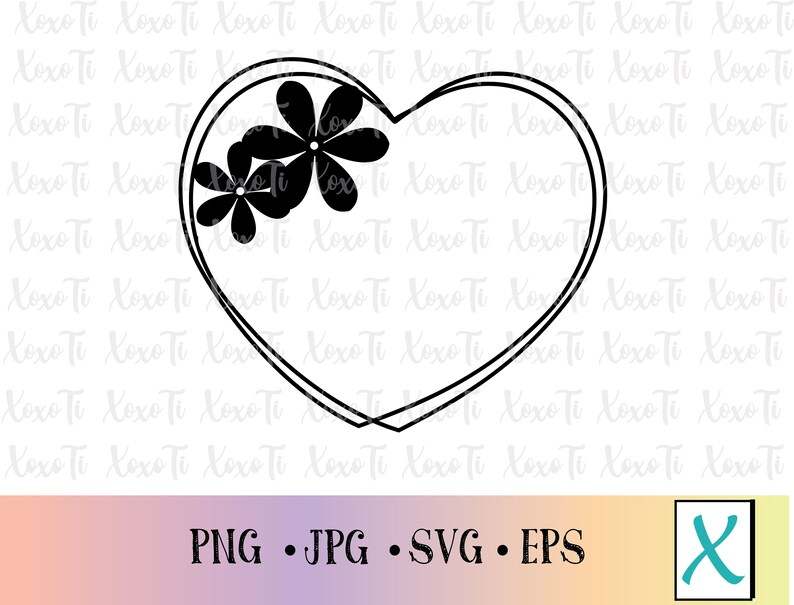 Double Layered Heart Frame Flower SVG Creativity and Fun Digital Download  