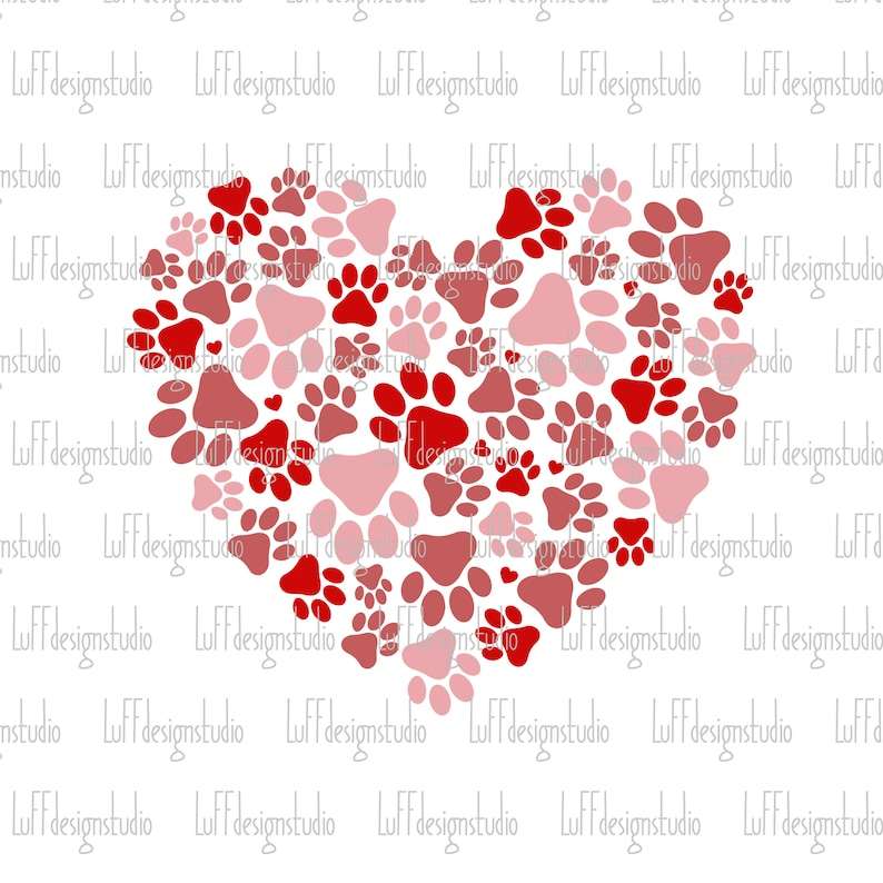 Dog Paws Heart SVG, Heart SVG, Dog Lover Valentines Day SVG, Heart PNG, Dog Mom Svg, Dxf, Svg Files For Cricut#5