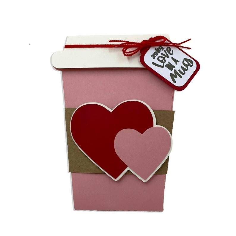 Double Heart Coffee Mug And Sleeve A2 Card SVG File, Double Heart Svg#3