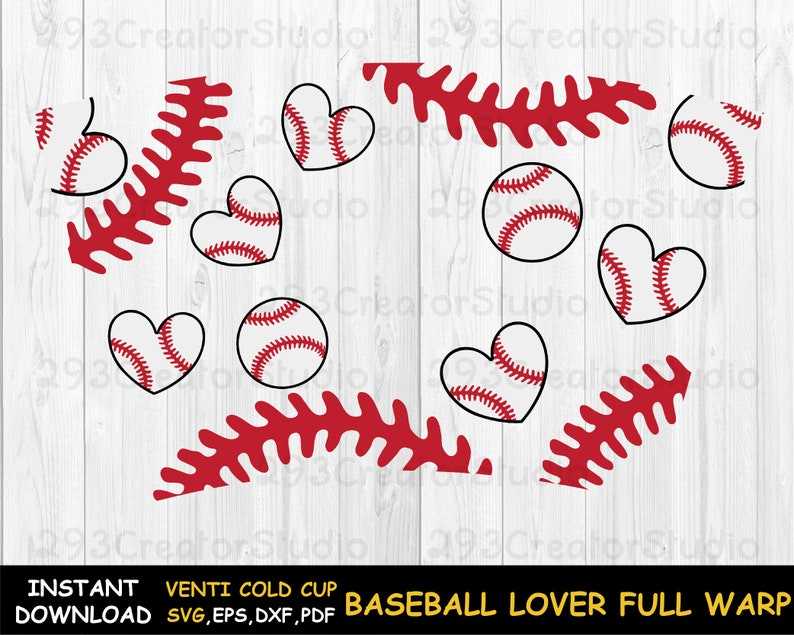 Baseball Full Wrap Venti Cold Cup Svg Perfect for Crafting & Design Projects