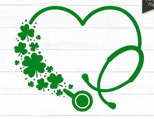 Heart Stethoscope St Patrick's Day Lucky Nurse Cut File for Cricut, Heart Stethoscope Svg#1