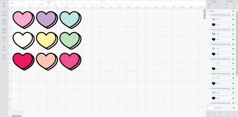 Valentine's Day Blank Candy Hearts SVG, Heart SVG, Conversation Hearts SVG, Valentine's Day SVG, Heart Candy Svg, Cut File for Cricut Silhouette#2