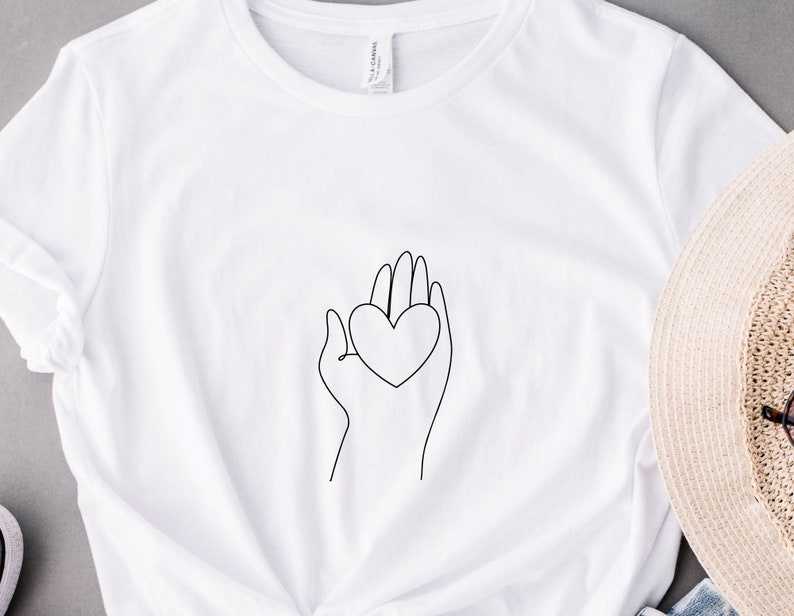 Hand One Line With Heart Svg For Cut File, Heart Outline Svg, For Valentine’s, Love Wedding, Symbol For Logo, Vector Illustration#4