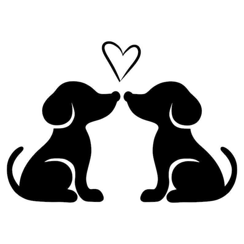 Dog And Cat With Heart SVG And PNG Bundle, Heart Outline Svg#3