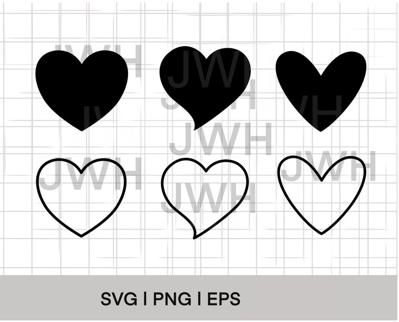 6 Hearts SVG PNG EPS Instant Download Bundle Creativity and Fun Digital ...