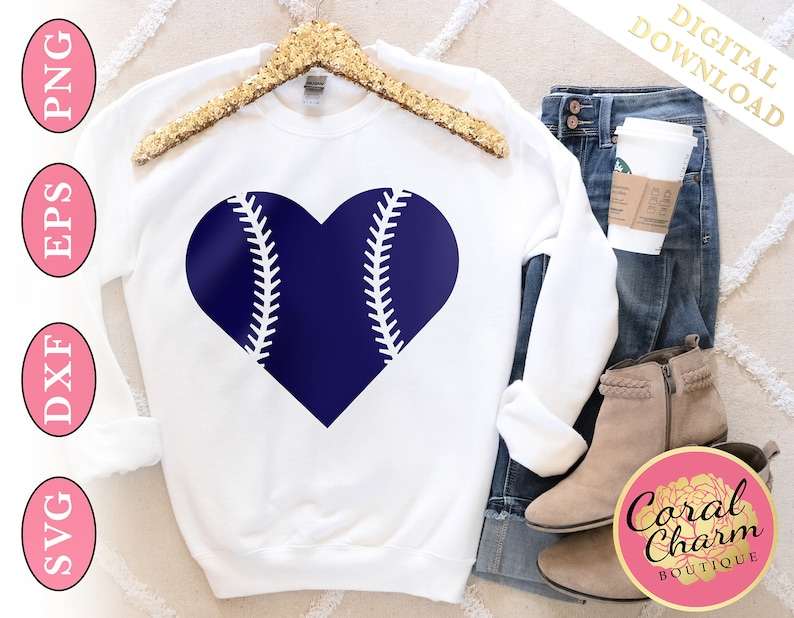 Baseball Heart File Svg Dxf Eps Png High Quality Perfect for your Design 