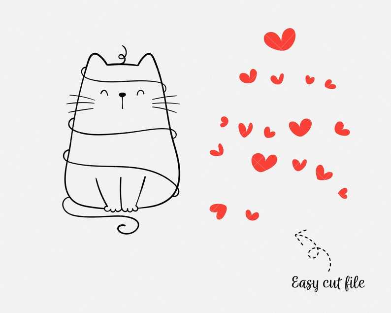 Cat Valentine With Heart SVG Creativity and Fun Digital Download 