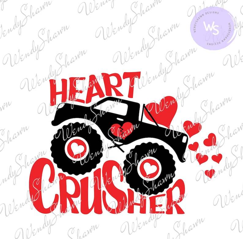 Heart Crusher SVG, Cute Heart Svg, Cute Valentines Design, Boys Shirt, Boys Valentine Design, Cut File, Sublimation, Digital File, Instant Download#1