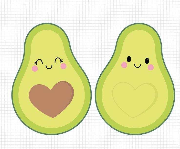 Avocado Heart Seed Girl & Boy Cut Files. Cute Kawaii Avocado PNG Clipart. Vector Files Cutting Machine Digital Instant Download Creativity and Fun Digital Download  