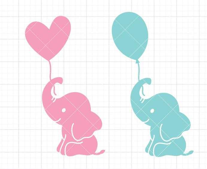Baby Elephant Heart Silhouette SVG, Cute Heart Svg#1