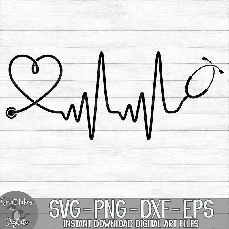 Heartbeat Nurse Doctor Stethoscope Svg File, Heart Stethoscope Svg#1