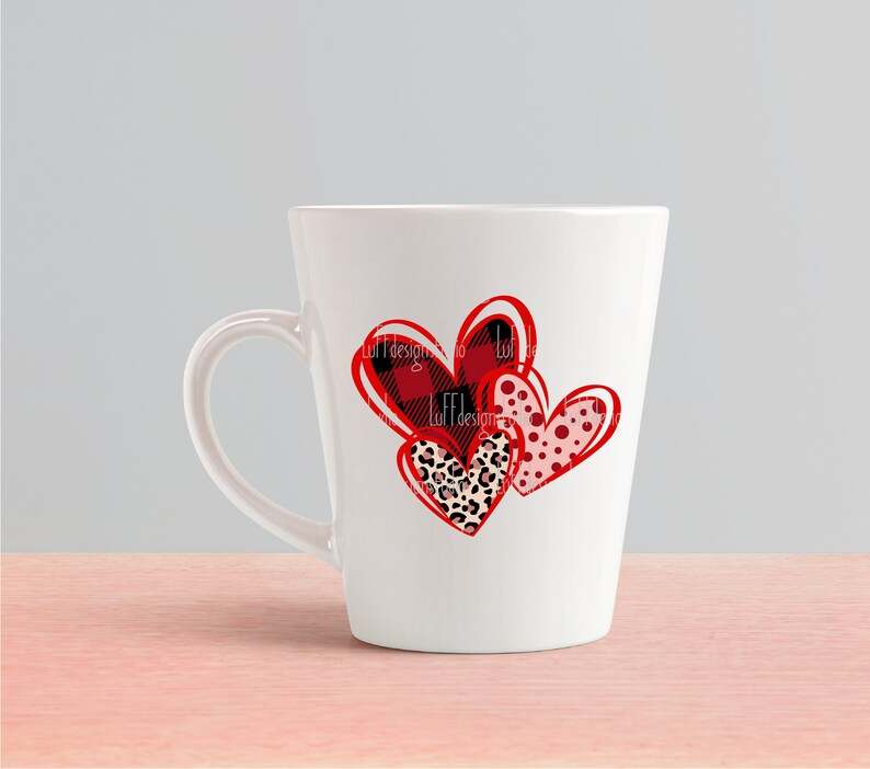 Triple Buffalo Plaid Leopard Heart SVG, Heart SVG, Triple Heart SVG, Valentines Hearts PNG#5