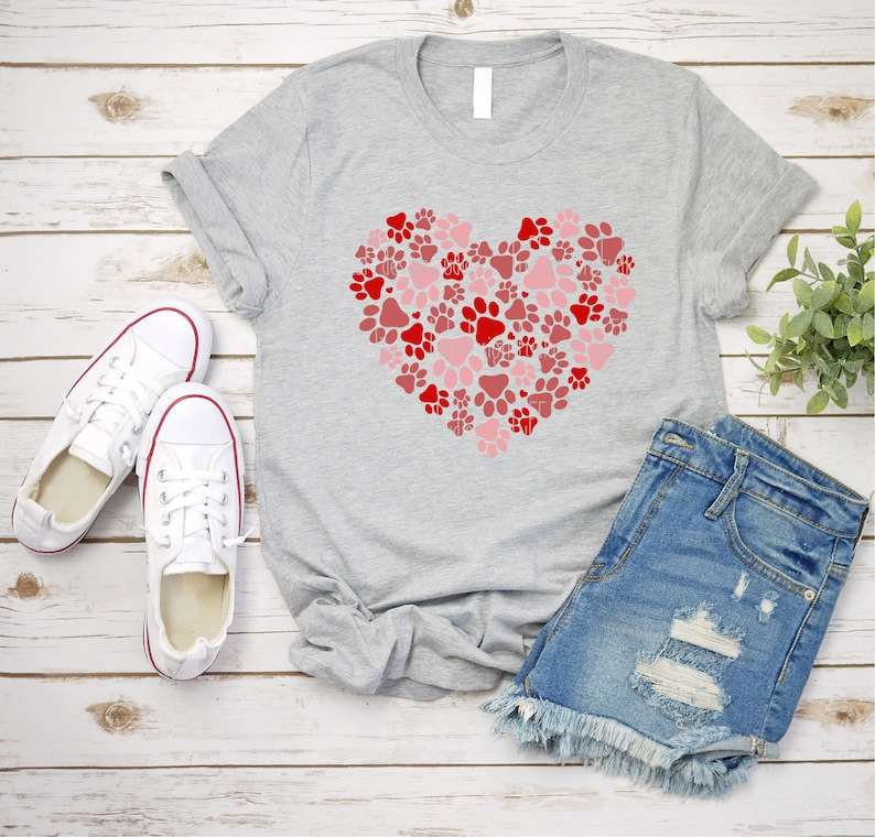 Dog Paws Heart SVG, Heart SVG, Dog Lover Valentines Day SVG, Heart PNG, Dog Mom Svg, Dxf, Svg Files For Cricut#2